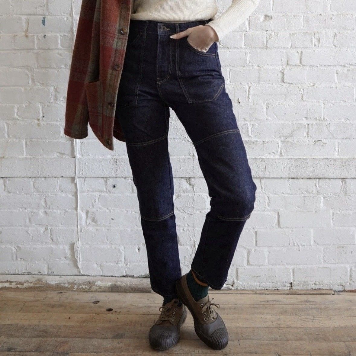 Gamine Madame X Dungaree Jeans 28 High Selvedge Denim Utility Workwear Black
